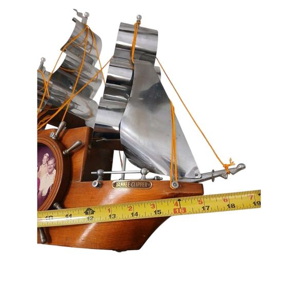 1950s Vintage Wooden Boat Sailing Yankee Clipper Ship Wood Mantel (No Clock) - Picture 14 of 16